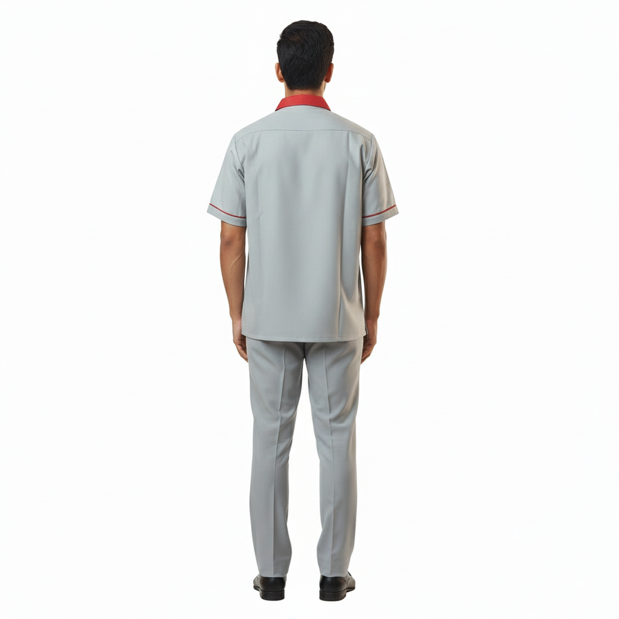 Half Sleeve Waiter Uniform – Grey & Red - Right Sleeve