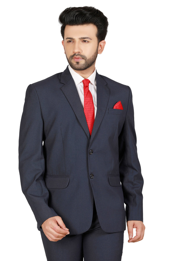 Men's silver blue slim fit formal blazer – view 2