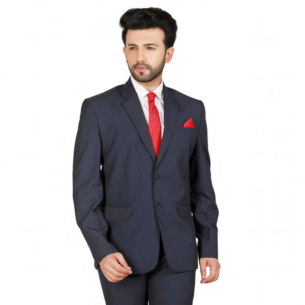 Men's silver blue slim fit formal blazer – view 2