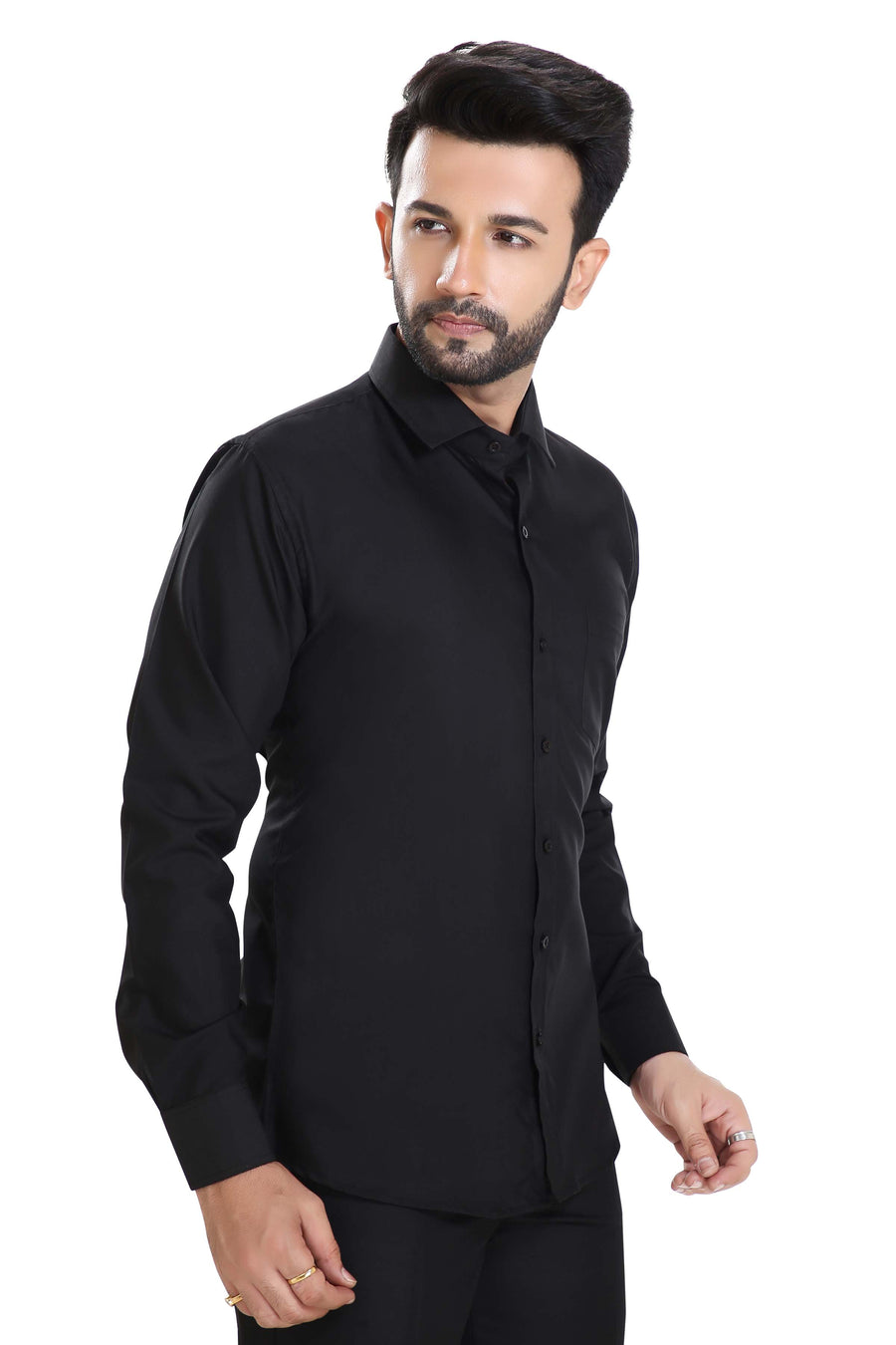 Men's Formal Shirt – Black - Right Sleeve