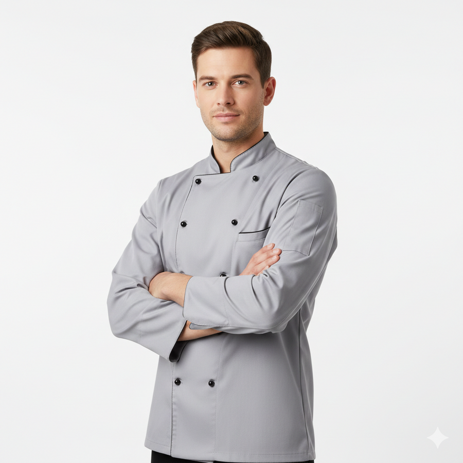 Chef Coat – Grey & Black - Back