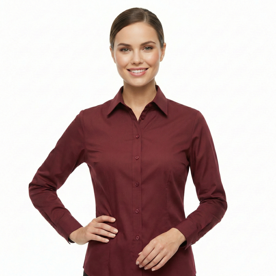 Women's Lycra Formal Shirt – Maroon - Right Sleeve
