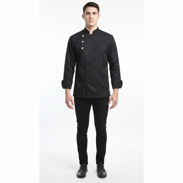All Black (Style 2) chef coat – view 1