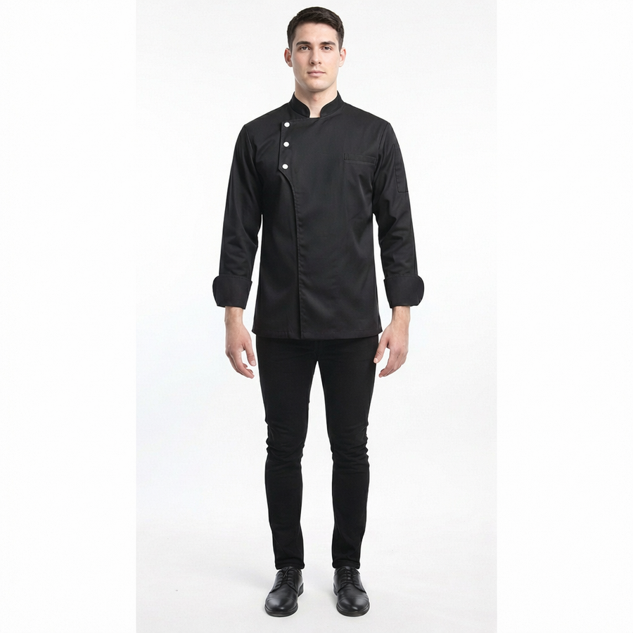 Chef Coat – All Black (Style 2) - Front