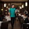 Half Sleeve Waiter Uniform – Teal Green & Black – view 5