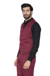 Men's wine maroon slim fit TR waistcoat – view 5
