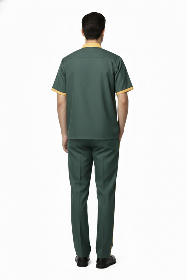 Half Sleeve Waiter Uniform – Dark Green & Mustard – view 4