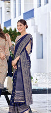 Navy uniform saree with blouse piece - D.No 6006
