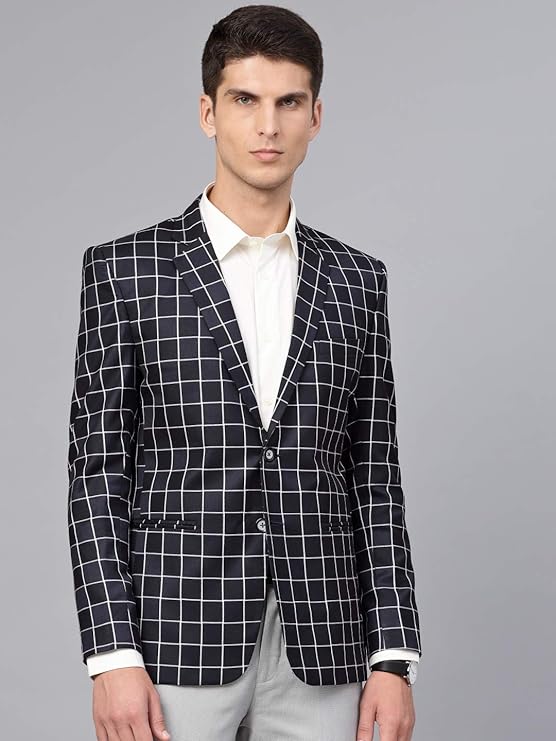 Men's Slim Fit Check Blazer - Left Sleeve