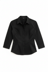 Women's Lycra 3/4 Sleeve Formal Shirt – Black – view 7