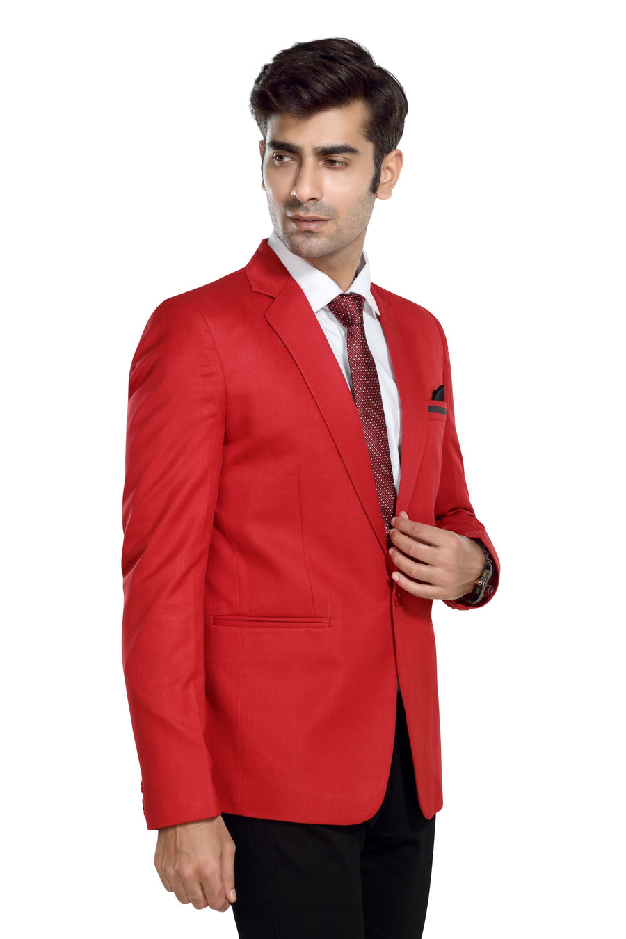 Men's Slim Fit TR Blazer – Red - Right Sleeve