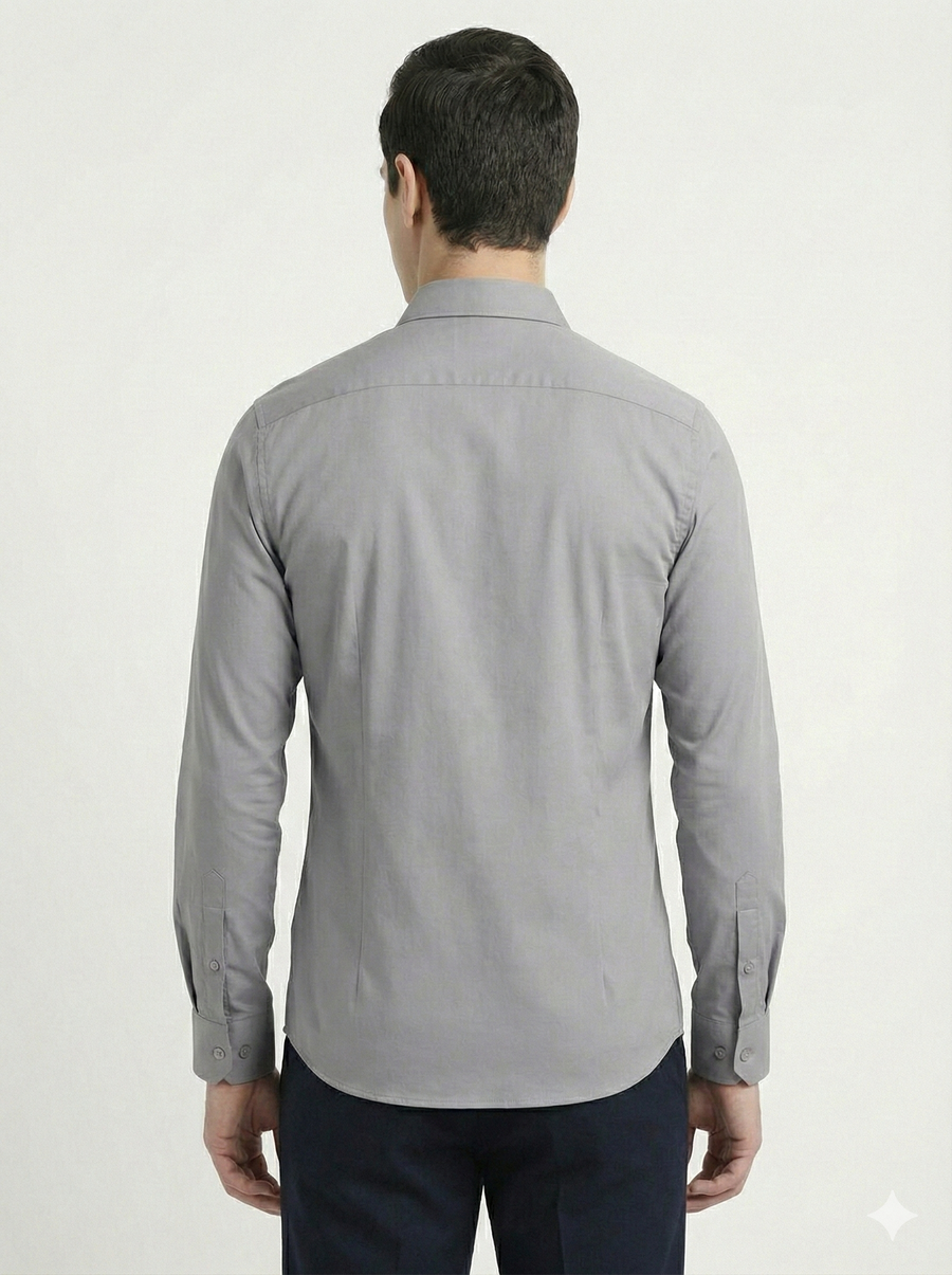 Men's Classic Formal Shirt – Light Grey - Left Sleeve