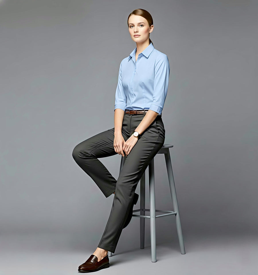 Women's Anti-Stain Formal Shirt – Surf Blue - Left Sleeve