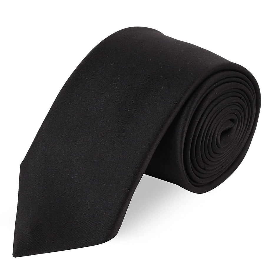 Solid Satin Formal Tie – Black - Left Sleeve