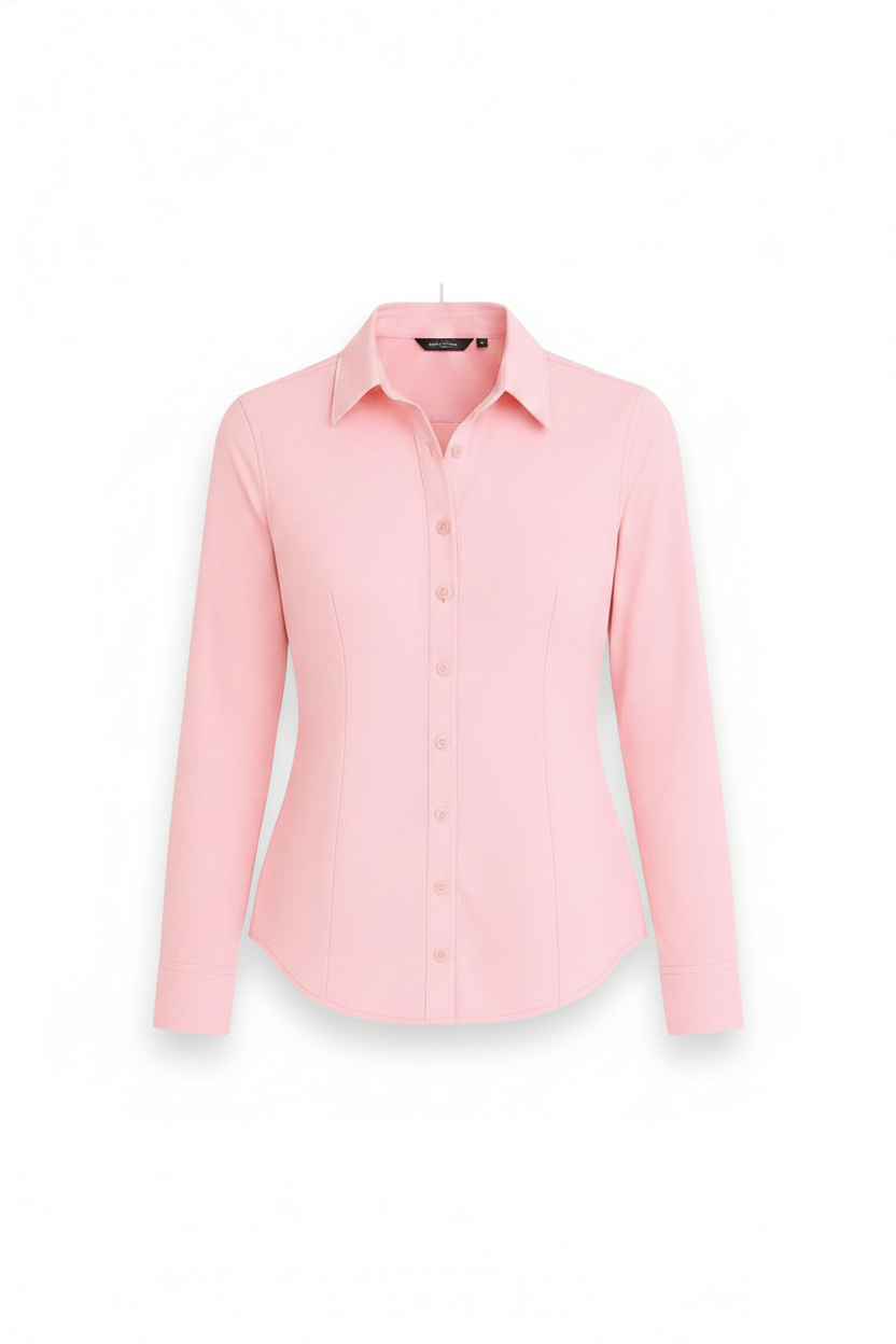 Women's Lycra Formal Shirt – Pink - Front