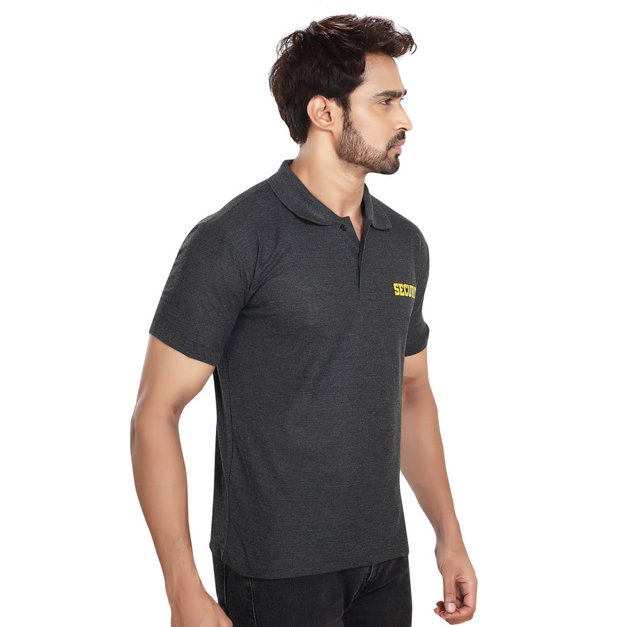 Security Polo T-Shirt – Charcoal Melange - Right Sleeve