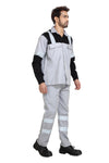 Boiler Pant Shirt Set – Grey & Blue, Grey Reflective Tape – three-quarter view