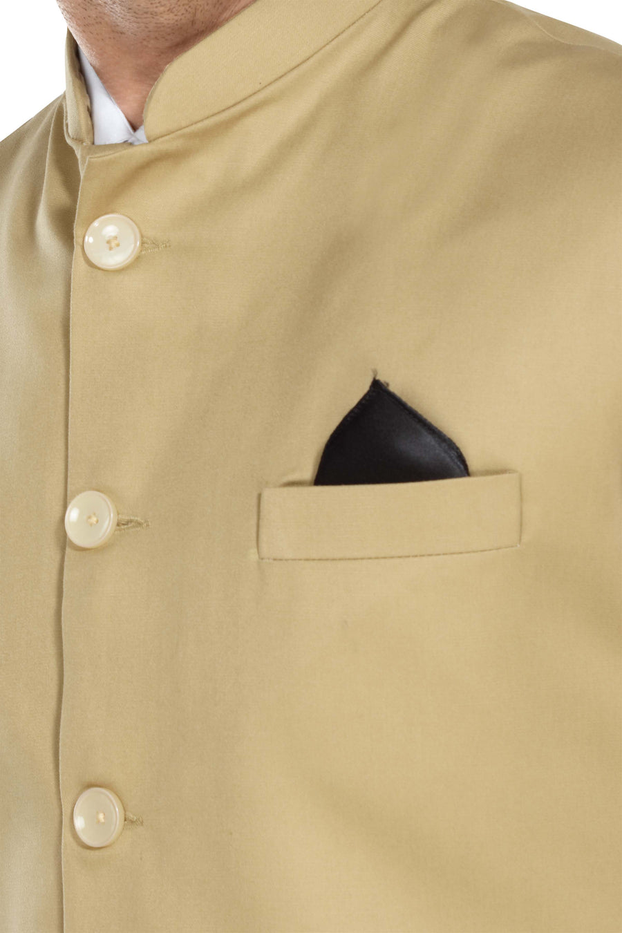 Men's TR Nehru Jacket – Beige - Left Sleeve