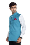 Men's Turquoise Blue TR Nehru jacket – view 2