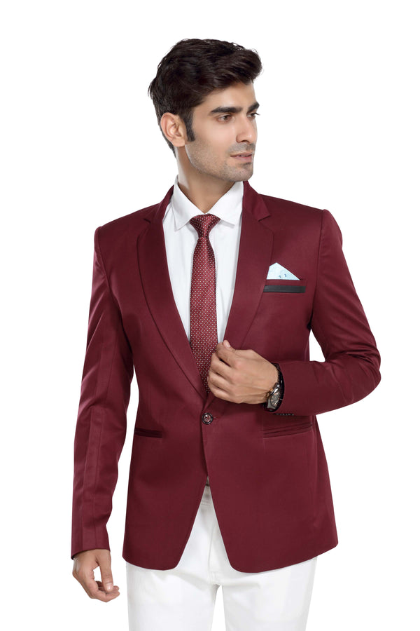 Men's slim fit TR blazer – Dark Maroon – view 2