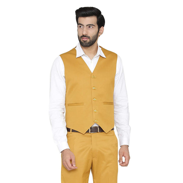 Men's Slim Fit TR Waistcoat – Mustard Yellow