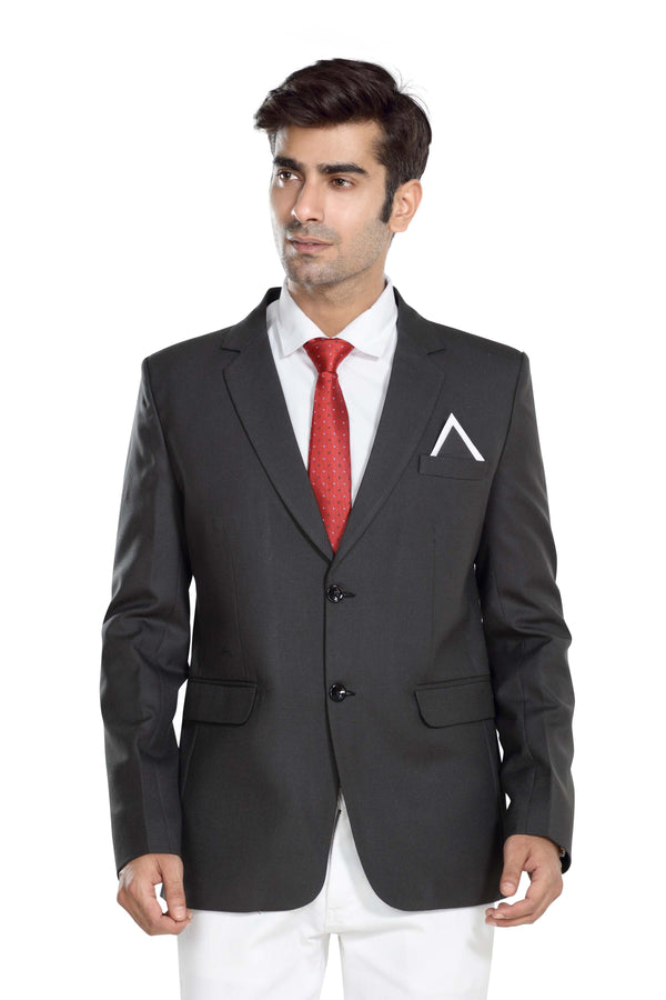 Men's olive grey slim fit formal blazer – view 2