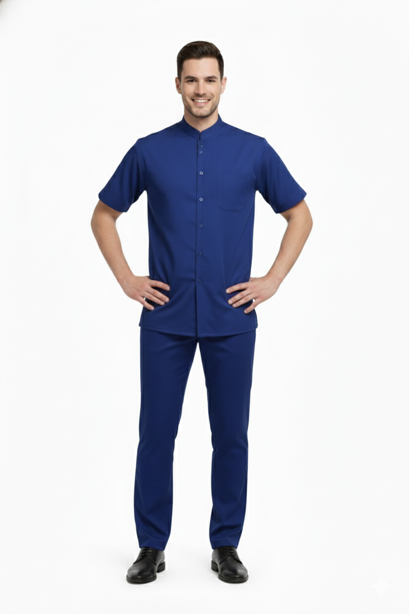 Half Sleeve Waiter Uniform – Royal Blue - Front