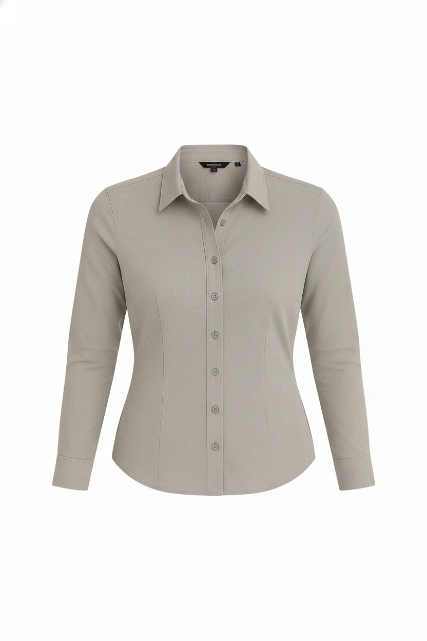 Women's Lycra Formal Shirt – Light Grey - Front