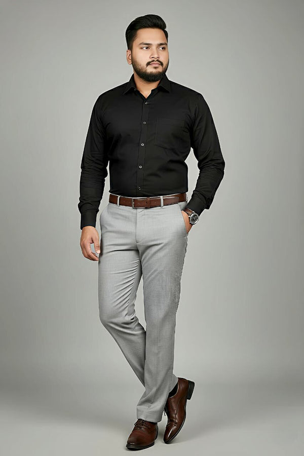 Men's anti-stain formal shirt in black by Mafatlal Trendz, front view
