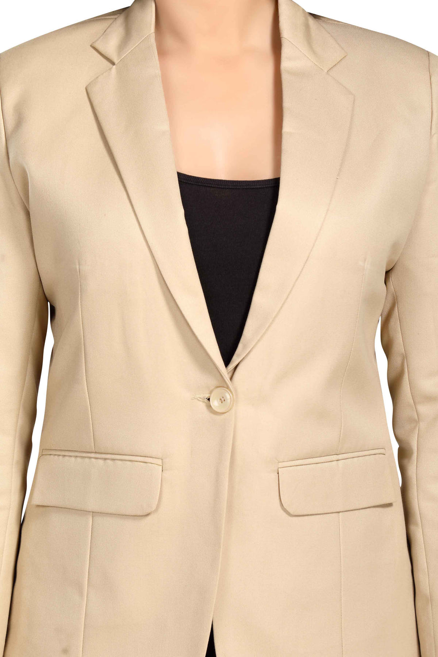 Women's Slim Fit TR Blazer – Cream - Left Sleeve