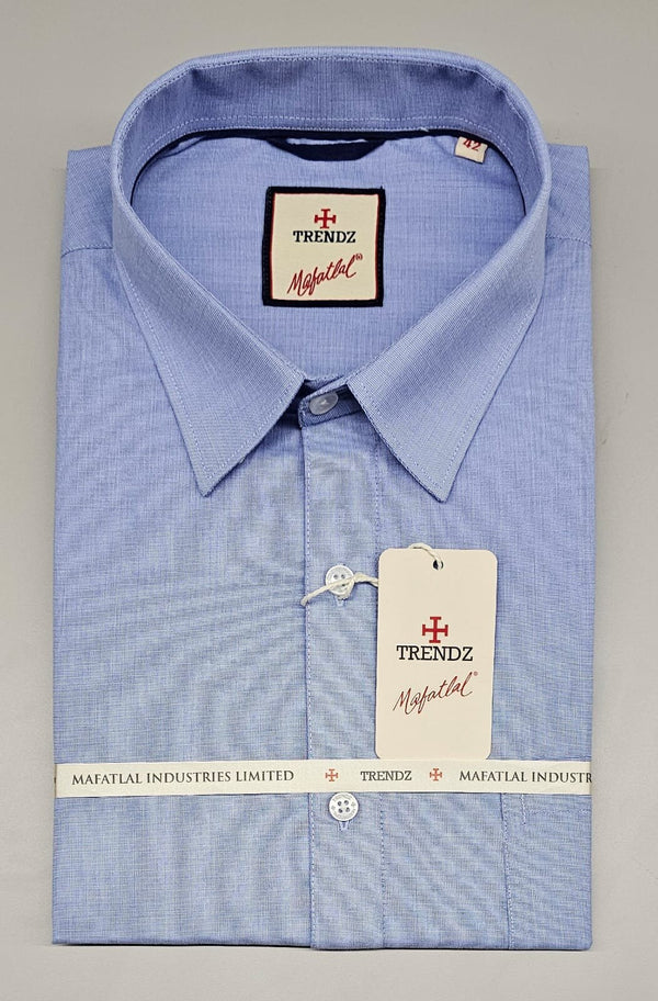 Folded French blue Mafatlal Trendz fil-a-fil shirt with tag