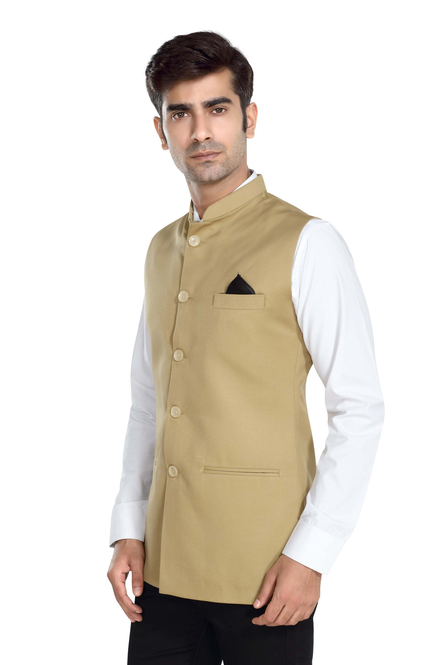 Men's TR Nehru Jacket – Beige - Right Sleeve
