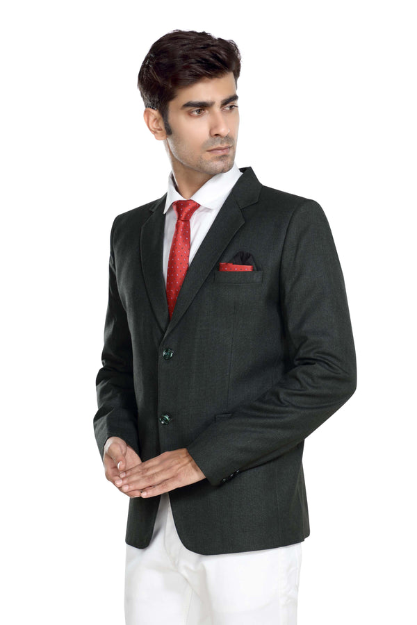 Men's stone green slim fit formal blazer – view 2