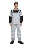 Boiler Pant Shirt Set – Grey & Blue, Grey Reflective Tape – front