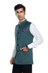 Men's Bottle Green TR Nehru jacket – view 2