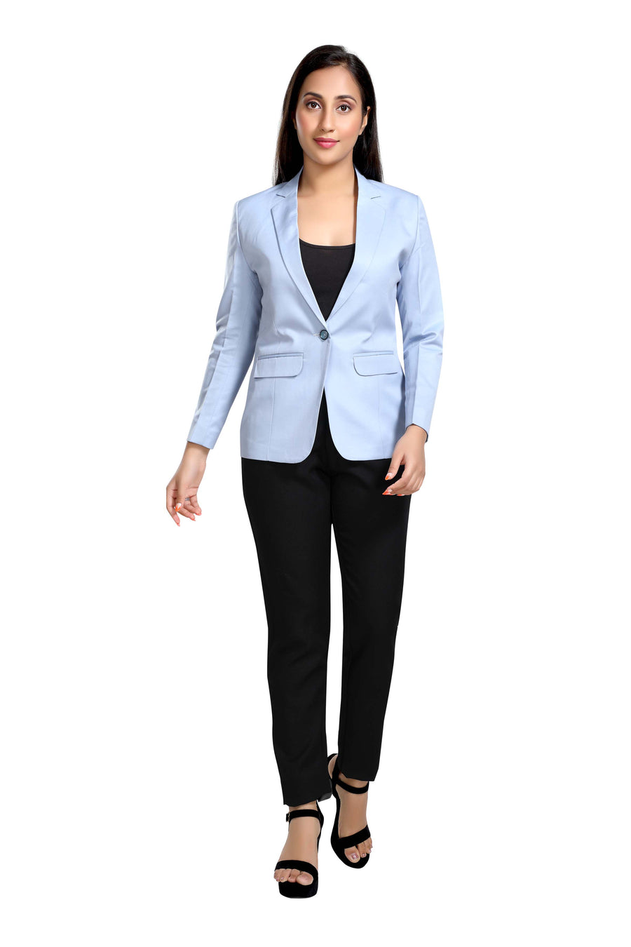 Women's Slim Fit TR Blazer – Cloudy Blue - Front
