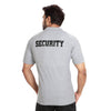 Grey melange security polo T-shirt – back view with SECURITY print