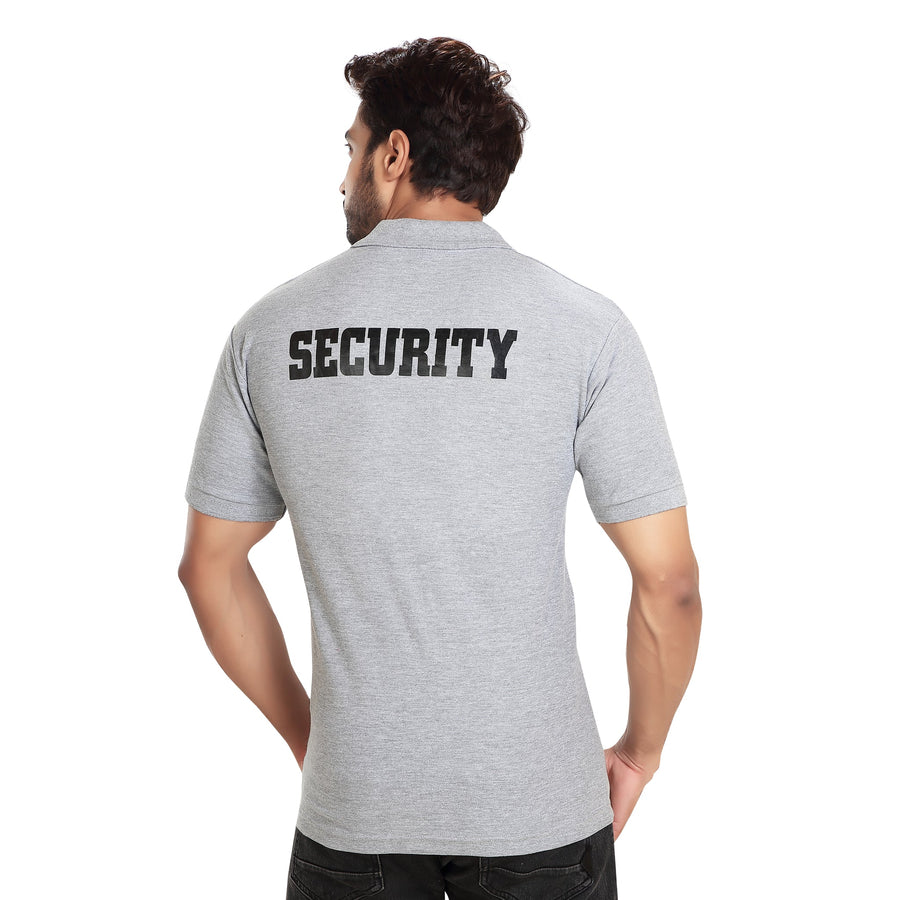 Security Polo T-Shirt – Grey Melange - Back