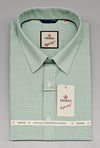 Folded mint green Mafatlal Trendz fil-a-fil shirt with tag