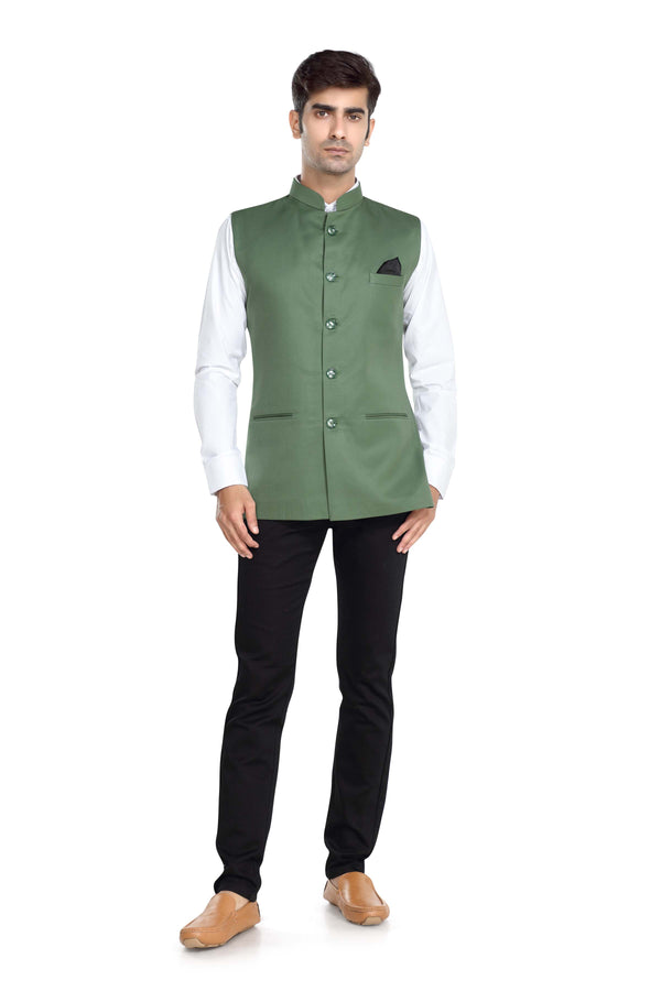 Men's Green TR Nehru jacket – view 1