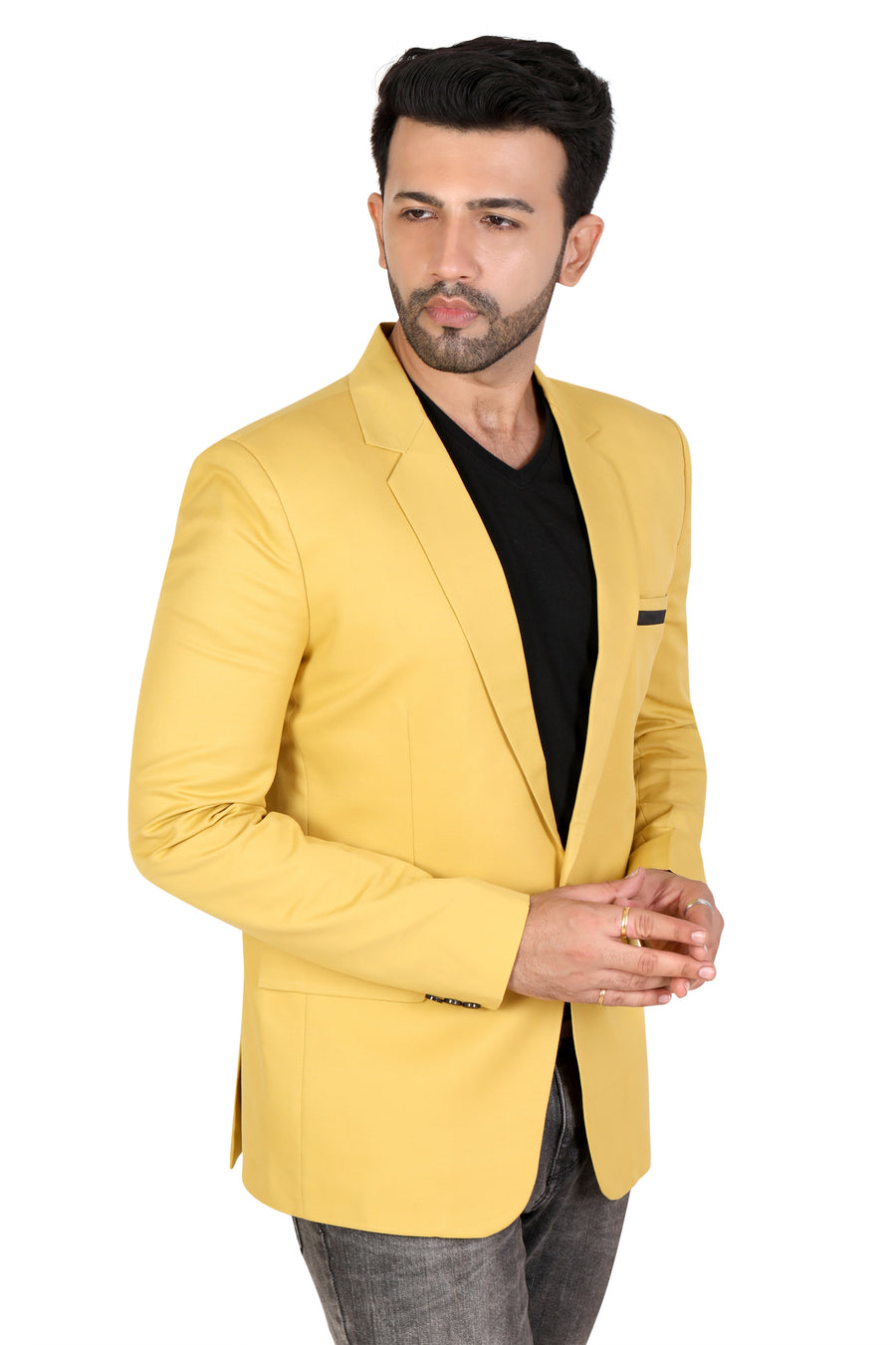 Men's Slim Fit TR Blazer – Golden - Right Sleeve