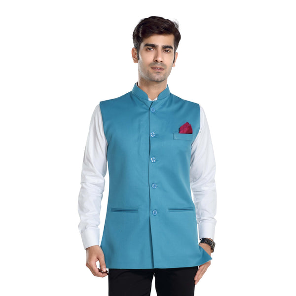 Men's TR Nehru Jacket – Turquoise Blue