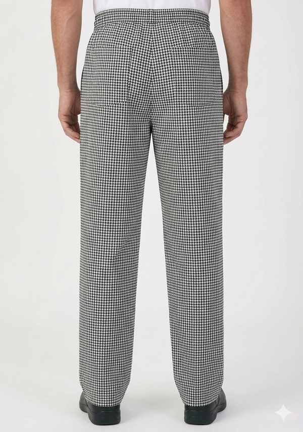 Chef Trouser – Black & White Checks – back view