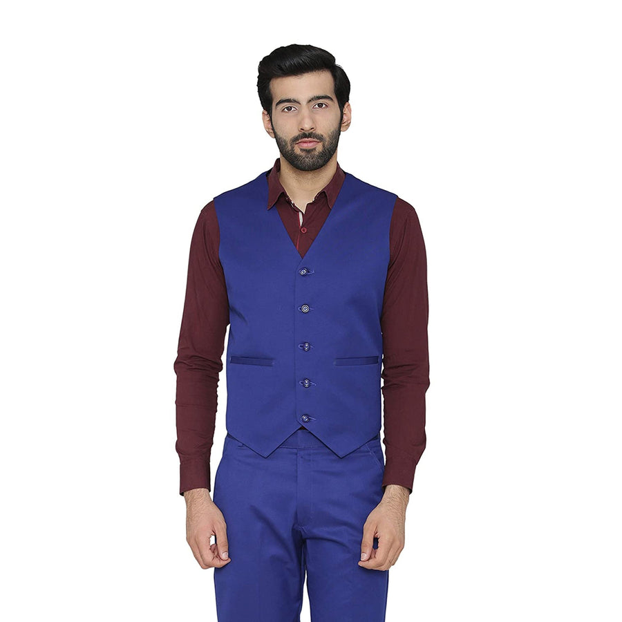 Men's Slim Fit TR Waistcoat – Royal Blue - Front