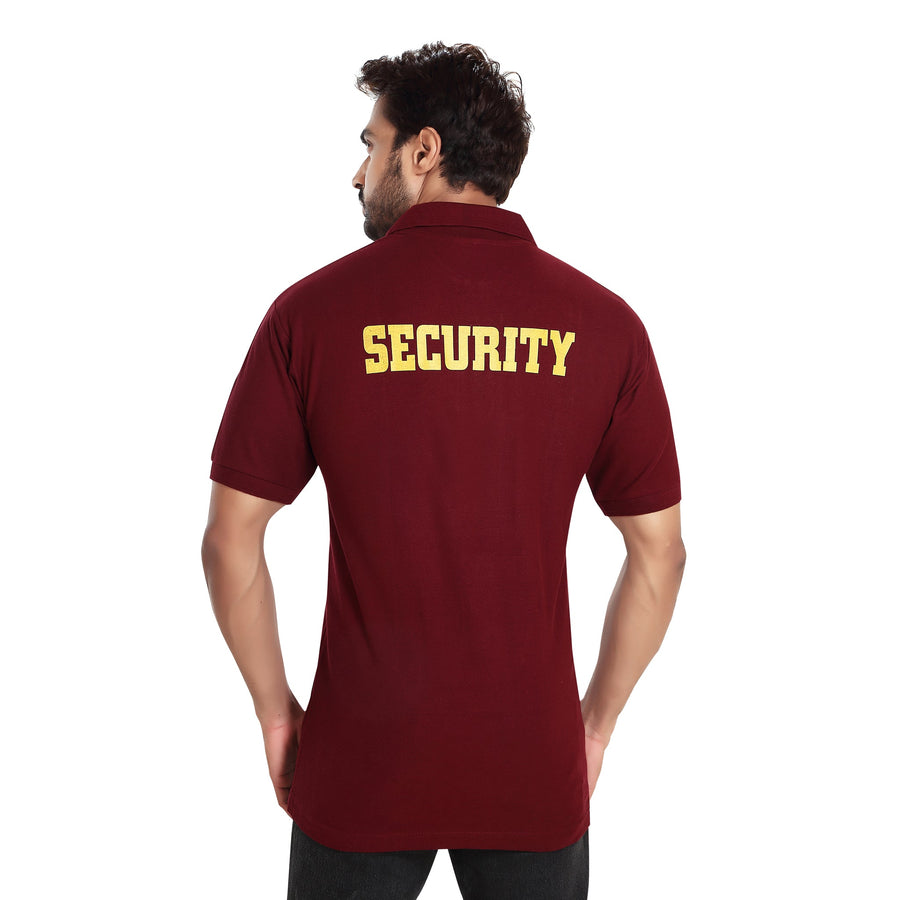 Security Polo T-Shirt – Maroon - Back