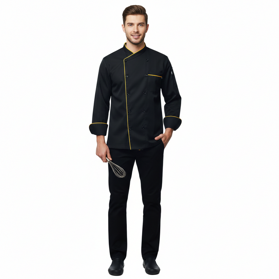 Chef Coat – Black & Yellow - Right Sleeve