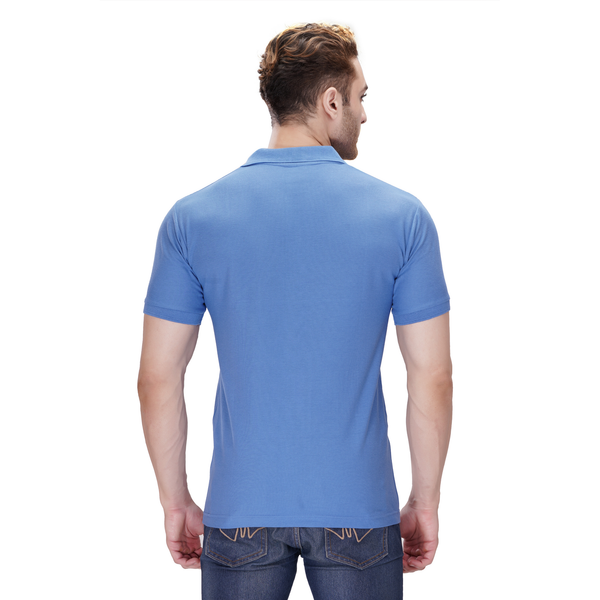 Sky Blue polo T-shirt (100% cotton) – back view