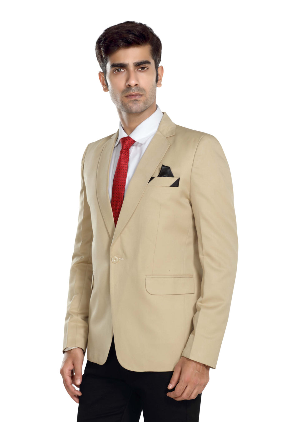 Men's Slim Fit TR Blazer – Cream - Left Sleeve