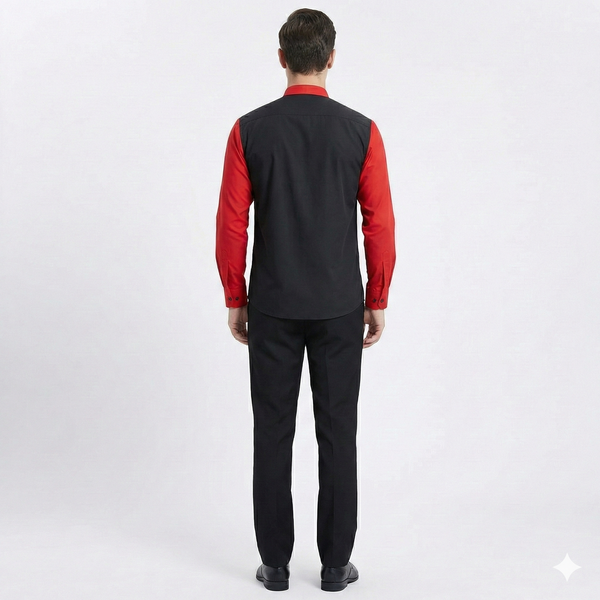 Full Sleeve Waiter Uniform – Black & Red – view 5