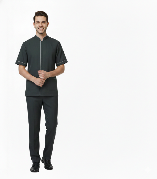Half Sleeve Waiter Uniform – Charcoal Grey – view 1
